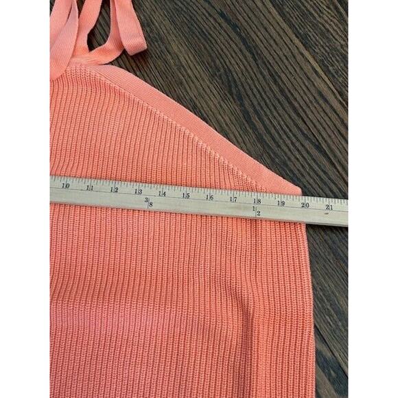 J.Crew Halter Knit Sweater Tank Tie Ribbed Cropped Backless Coral BH467 3X NEW - Picture 8 of 9